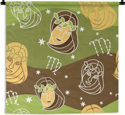 Produktbild von MuchoWow® Wandteppich Wandbehang Jungfrau - Tierkreiszeichen - Muster 60x60 cm Tapisserie Dekoration Wandtuch - Dekorationen - Wand Decke