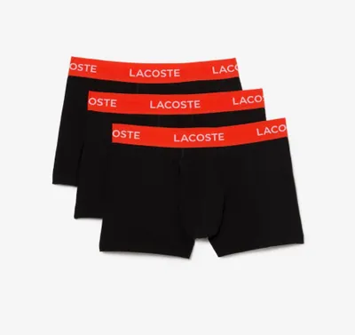 Produktbild von Lacoste 3er Pack Unterhosen Baumwolle Stretch Boxer Schwarz/Orange