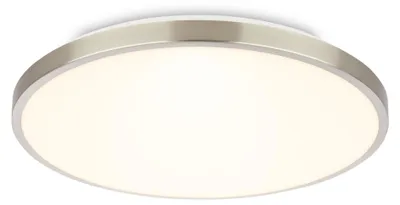 Image de BRILONER Competo Plafonnier LED décoratif 330mm rond 17W 2400lm 3000K lumière blanche chaude nickel mat lampe plafond salon chambre cuisine couloir