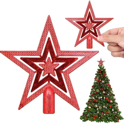 Immagine prodotto di Punta a stella per albero di Natale, rossa, 20 cm, in plastica