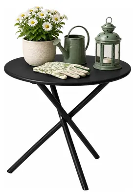 Productafbeelding van H&S Decoratie | Runden tuintafel - 48 cm - Zwart - Modern design - Weerbestendig en compact