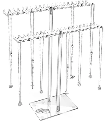 Produktbild von Schmuckhalter Kettenhalter Schmuckständer - Acryl - 2 Etagen - Transparent - 84 Haken für Ketten