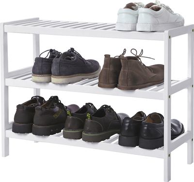 SONGMICS Schuhregal 3 Ebenen Standregal Badregal Schuhständer für 9 paar Schuhe weiß
