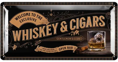 Produktbild von Retro Blechschild Whisky & Cigars Gentlemen's Club, Bar Schild, Whiskey Schild als Bar Deko für Irish Pub, Metallschilder vintage für Partyraum