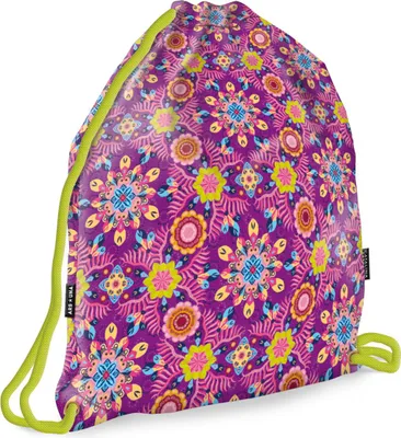 Produktbild von Ars Una Schuhbeutel für Kinder, Schule und Kindergarten, Sportbeutel, Gymsack, Turnbeutel, Catalina Estrada - Roxete, rosa-grün, für Mädchen
