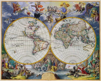 Zdjęcie produktu dla Mapa historyczna - mapa świata 1683, Johannes De Ram (80 x 100 cm)