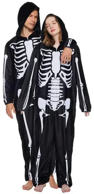 Zdjęcie produktu dla Strój na Halloween dla dorosłych, w kształcie szkieletu, w formie piżamy