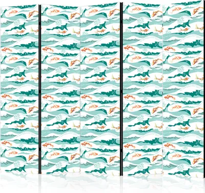 Obrázok produktu pre Obojstranný paraván Animals 225x172 cm 5-dielny béžový