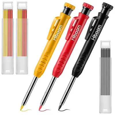 Image de Stylos de marquage pour surfaces profondes, crayons de menuisier avec 21 mines, crayon mécanique avec taille-crayon, stylos de chantier pour différentes surfaces