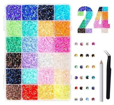 Zdjęcie produktu dla Kamienie strasu do paznokci zestaw 19200 sztuk 24 kolory DIY manicure