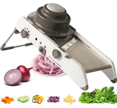 Image de Coupe-légumes avec lame en acier inoxydable réglable - Mandoline - Râpe à légumes - Éplucheur à pommes de terre - Multifonctionnel - Coupe précise - Râpe de cuisine
