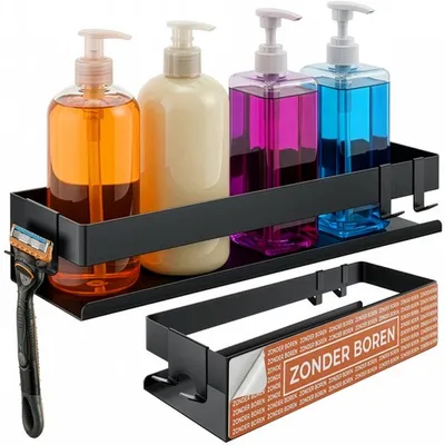 Produktbild von Schwarz Duschregal ohne Bohren - Praktischer Badezimmer Organizer