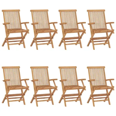 Immagine prodotto di vidaXL Sedie da giardino con cuscini beige 8 pz. Legno massiccio di teak