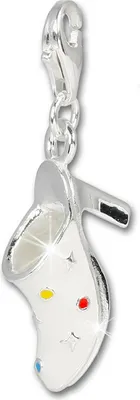Produktbild von SilberDream Charm Anhänger Clog Schuh weiß 925er Silber Emaille FC629