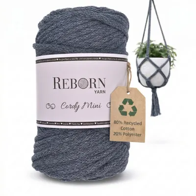 Zdjęcie produktu dla Sznurek do makramy Cordy Mini 3 mm, 250 g bawełnianego sznurka, miękki i wytrzymały 139 Blue Graphite