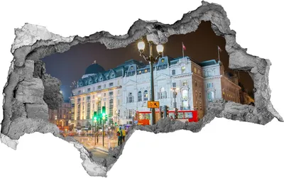 Produktbild von Selbstklebender Loch-3D-Aufkleber 95x73 cm London nachts