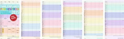 Productafbeelding van ALPHA 104128 Familiekalender, kleurrijk - 22 x 45 cm, 4 kolommen