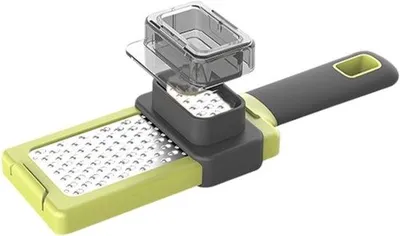 Productafbeelding van Twee-delig multifunctioneel snijmes – Knoflook- en kruidentrockenaar – Praktisch keukengereedschap voor het snijden en raspen van fruit en kruiden (groen)