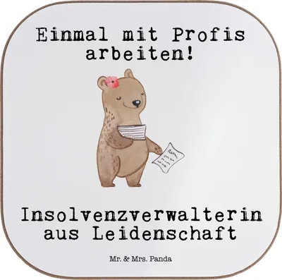Produktbild von Mr. & Mrs. Panda Untersetzer für Gläser Insolvenzverwalterin Leidenschaft - Weiß - Geschenk, Tischschoner, Coaster, Tischuntersetzer, Glas, gläseruntersetzer