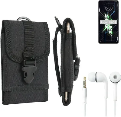 Produktbild von K-S-Trade Holster Schutz Hülle kompatibel mit Xiaomi Black Shark 4S Gürteltasche Handy Hülle Tasche outdoor Seitentasche schwarz 1x + Kopfhörer