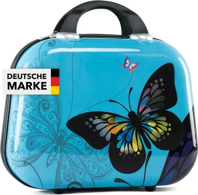 Produktbild von Xonic Kosmetikkoffer Damen – Beauty Case Hartschale für Reisen – Robustes Beautycase Damen mit Tragegriff – Kosmetik Koffer leicht & stabil – Beautycase Damen Hartschale (Butterfly)