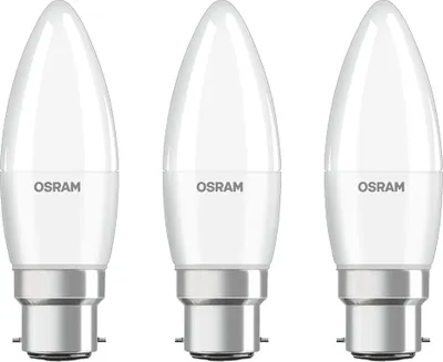Image de 3 x Osram LED Base Classic B bougies 5,7W = 40W B22d mat 470lm blanc chaud 2700K