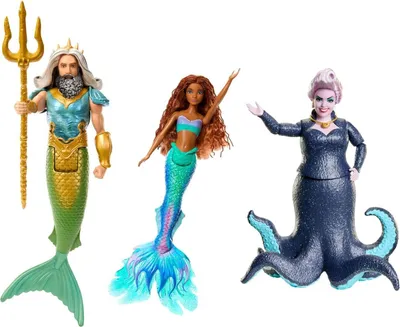 Three mermaid-themed character figures displayed against a white background.