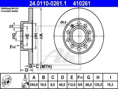 Produktbild von ATE Bremsscheiben (2 Stück)  24.0110-0261.1