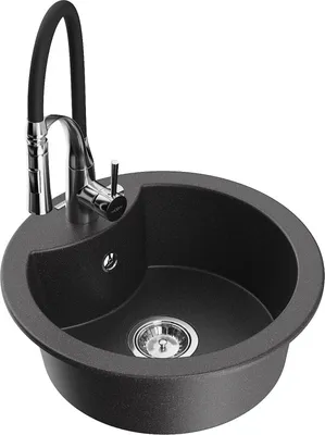 Produktbild von Mexen Diego 1-Becken-Granit-Spüle mit Mischbatterie Aster, Schwarz gesprenkelt - 6512-76-73450-07