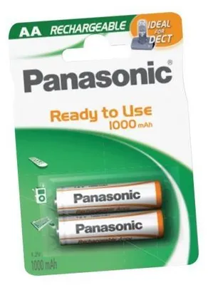 Obrázok produktu pre 1x2 Panasonic Akku NiMH Mignon AA 1000 mAh Ready to Use DECT