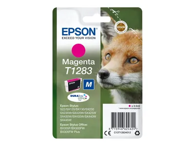 Produktbild von Epson Fox T1283 Fuchs DURABrite Ultra Single Magenta Tinte, Magenta, Tinte auf Pigmentbasis, 3,5 ml, 1 Stück(e)