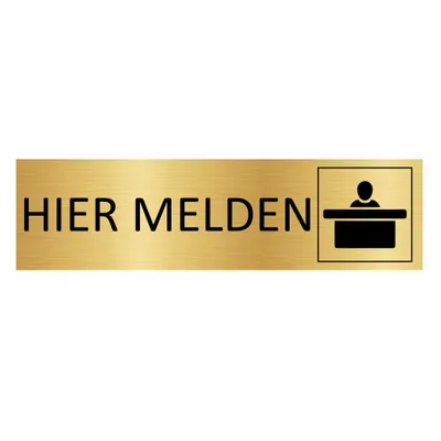 Produktbild von CombiCraft Aluminium Türschild Gold Hier melden 165x45mm mit 3M-Tape