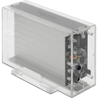 Produktbild von Externes Dual Gehäuse für 2 x 3.5" SATA HDD mit USB Type-C Buchse (transparent)