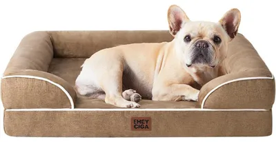 Produktbild von Orthopädisches Hundebett 76x51cm Memory Foam Hundekorb mit hohem Rand, waschbar, wasserdicht, rutschfest, Kamel