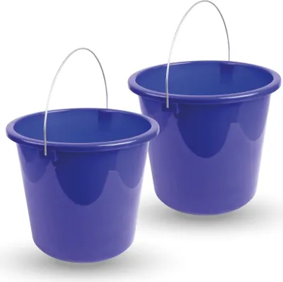 Immagine prodotto di Secchio (2 pezzi) Secchio per la casa, 5 litri, in vari colori. Colori, secchio per le pulizie in plastica robusta, adatto agli alimenti, senza BPA, Made in EU (blu scuro)