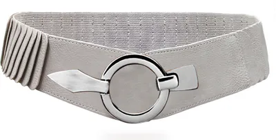Produktbild von Glamexx24 Damen Taillengürtel Elastischer gürtel 6cm breiter Hüftgürtel silberner Ring French grau-Farbe: French grau -Größe: 85cm ( Taillenweite 76-108cm )