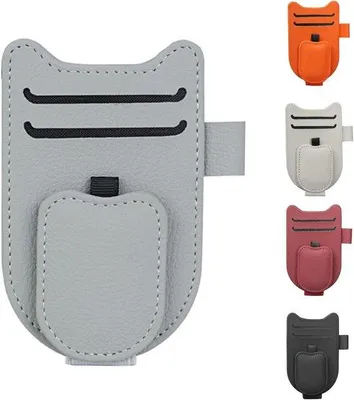 Image de Porte-lunettes pour voiture avec pare-soleil - Rangement pratique pour un rangement sûr - avec compartiment à cartes - 12 x 9 x 3,5 cm
