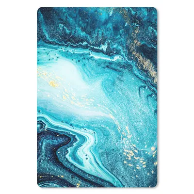 Obrázek produktu pro Podložka pod myš - Mramorový vzhled - Modrá - Zlatá - Luxe - Třpytky - Mramor - 18x27cm - Podložka pod myš