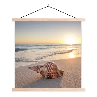Produktbild von MuchoWow® Textilposter Muschel - Strand - Himmel 60x60 cm mit holzfarbenen Rahmen - Wanddekoration