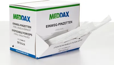Produktbild von MEDDAX Einmal Pinzetten steril 12,5 cm, 50 Stück 50 Stück