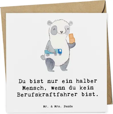 Produktbild von Mr. & Mrs. Panda Grußkarte Berufskraftfahrer Herz - Weiß - Geschenk, doppelkarte, Klappkarte, anlasskarte, Glückwunschkarte, faltkarte