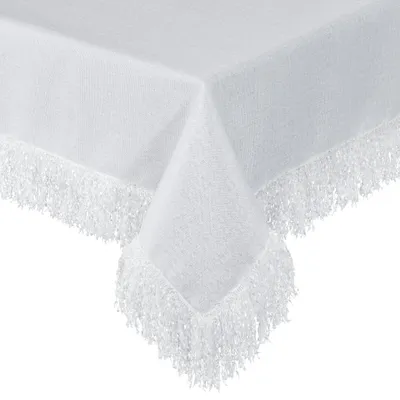Zdjęcie produktu dla Obrus na stół JASPER 140x260 cm biały z frędzlami