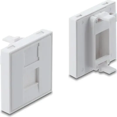 Produktbild von Delock Easy 45 V-Modulblende für Keystone Modul 1 Port mit Staubschutzklappe 45 x 45 mm weiß