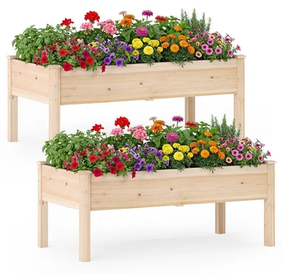Obrázok produktu pre Drevený vyvýšený záhradný záhon s drenážnymi otvormi, 122x62 cm