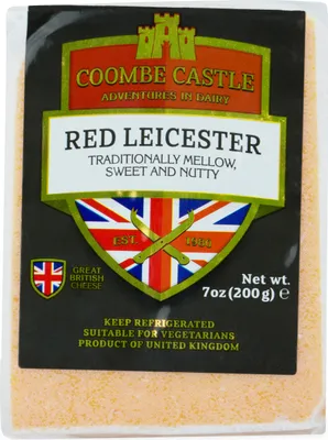 Produktbild von Coombe Castle LEICESTER RED CHEESE 200g Stk. Leicestershire Käse Cheddar Alternative englischer Halb-Hart-Schnitt-Käse