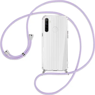 Produktbild von Handykette Backcover-Schutzhülle mit Band (Metall silberfarben) für Realme C3 - violett