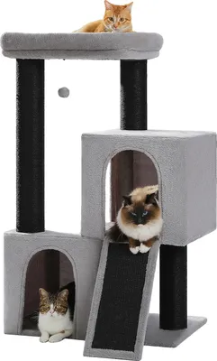 Immagine prodotto di Albero per gatti, design a più livelli, struttura robusta, AMT0267BK, L
