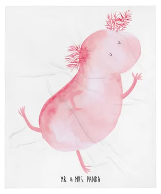 Produktbild von Mr. & Mrs. Panda Decke Axolotl Tanzen - Weiß - Geschenk, gut Gelaunt, Verrückt, Sofaüberwurf, Lurch, Tagesdecke, Freudig, Freundin, Bettdecke, Wohndecke, Plaid