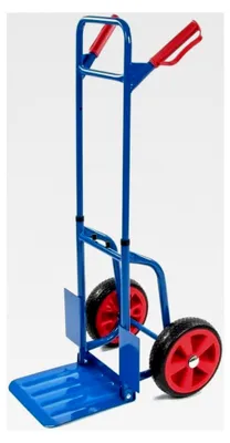 Produktbild von Sackkarre | 200 kg Tragkraft | HxB 112 x 47 cm | 29 cm Schaufeltiefe | faltbar | aus Stahl | Teleskop-Bügelgriff | Blau | platzsparend | klappbar | Lastentransport | Transportkarre