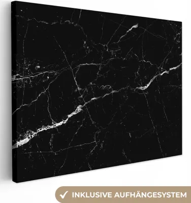 Produktbild von MuchoWow® - Leinwandbilder - Marmoroptik - Schwarz - Luxus, Wandbild, Wanddeko Bilder Wohnzimmer, 120x90 cm